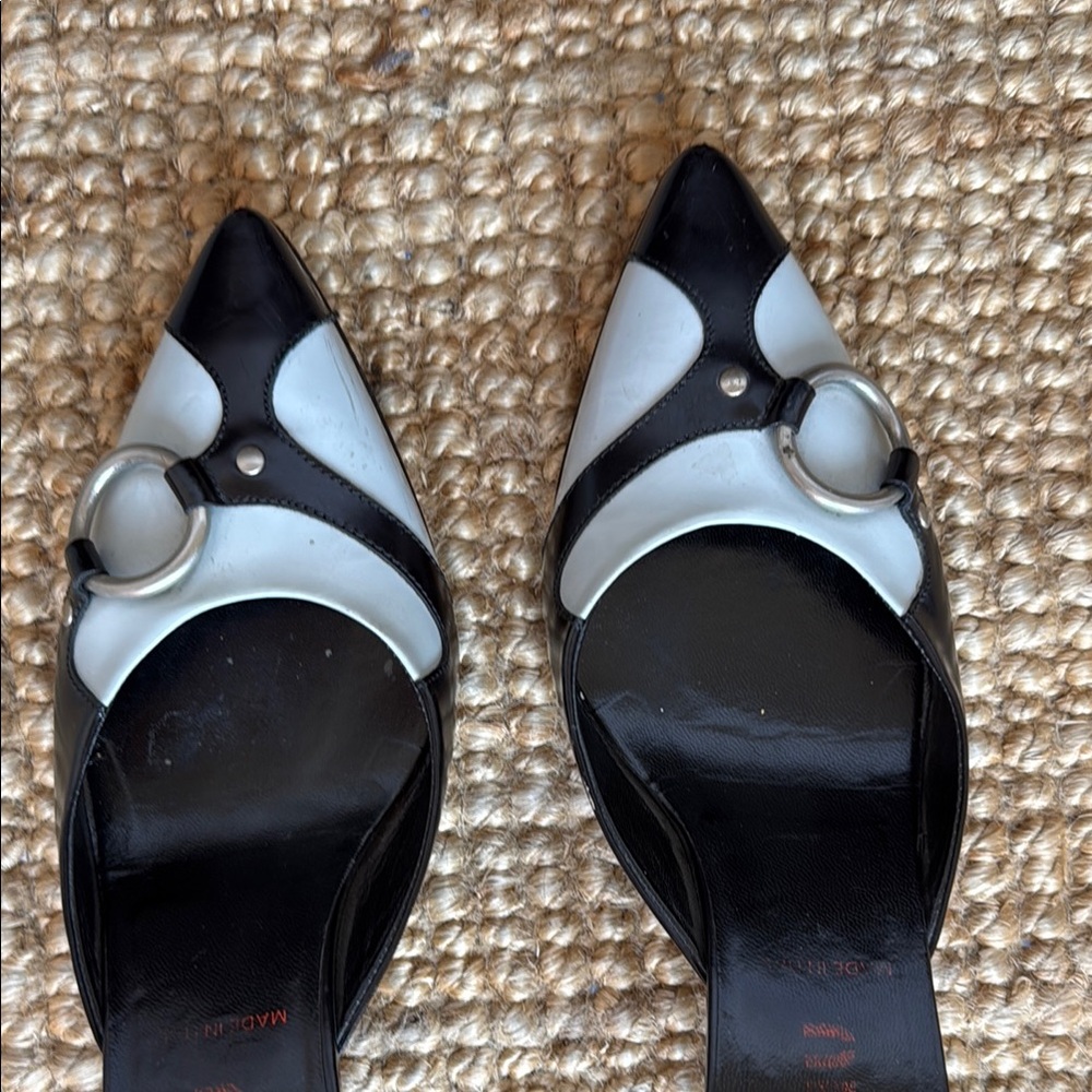 Vintage Miu Miu mid 90’s black with light blue mules